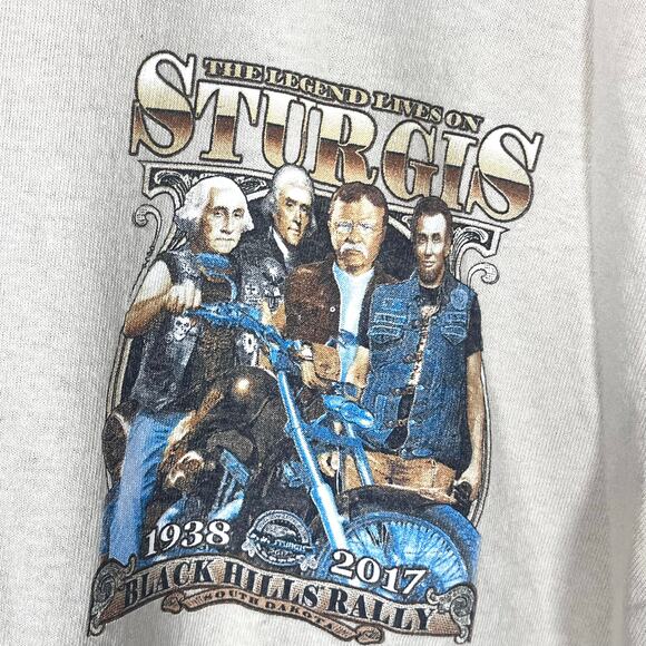Sturgis Black Hills Motorcycle Rally 2017 Beige Mens T Shirt Size Large - Picture 3 of 8